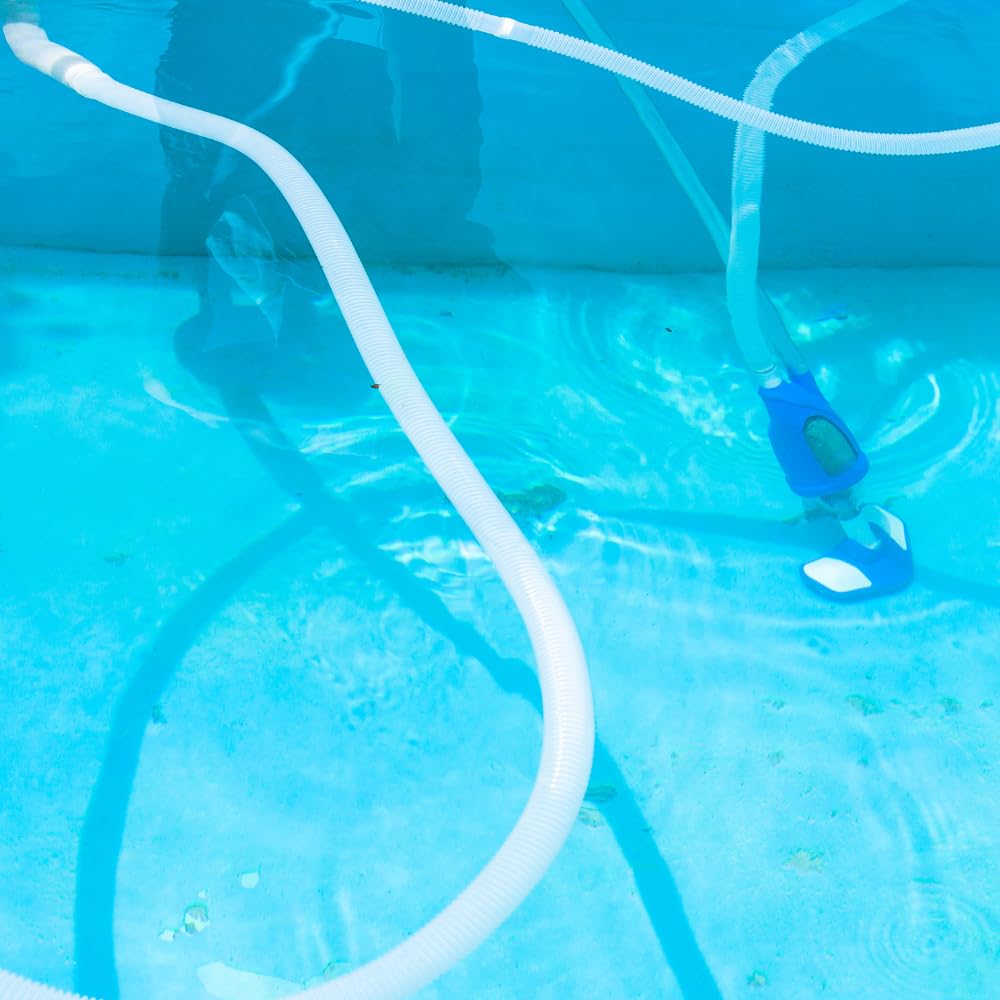 acquaverde | Tubo per Piscina con Manicotti, Galleggiante, Flessibile e Sezionabile, Ideale per Pulizia, Aspirazione, Skimmer e Pompe Filtranti - Bianco (12 metri, ø 38 mm)