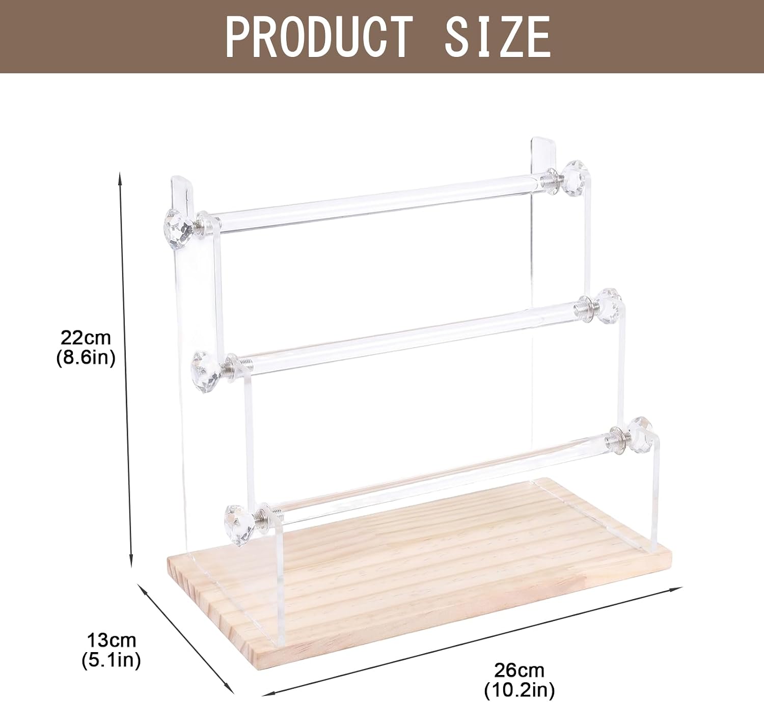 Bracelet Holder display,3 Tier Acrylic Bracelet Display Organizer,Large Capacity Bangle Organizer Storage Stand for Bangles Watches Beads,Scrunchies Jewelry Organizers and Storage for Dresser,1 Pack