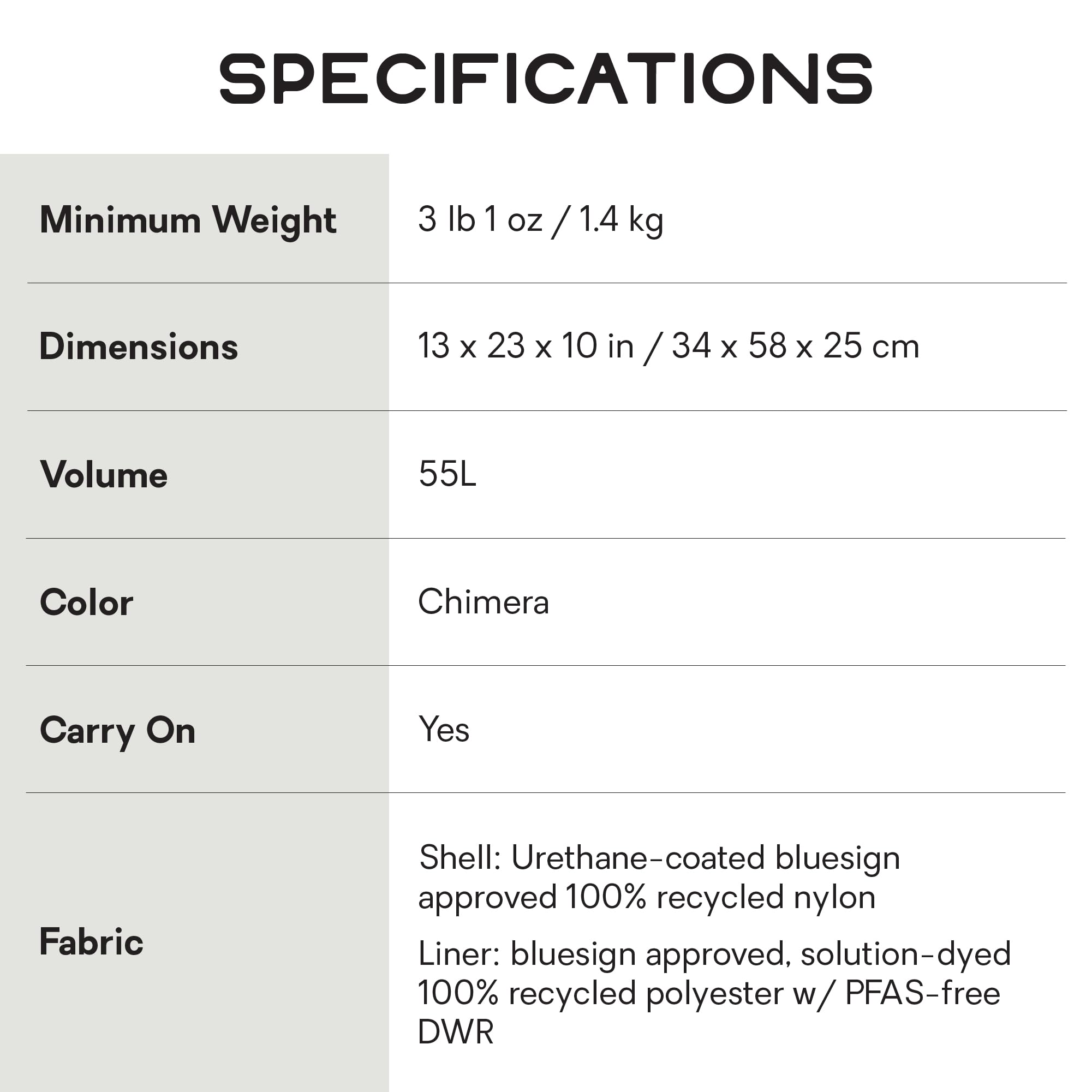 Double Haul Duffel & Tote Bag - Chimera - 55L | Water-Resistant Gear Bag, Backpack Straps, Durable, Large Capacity, Travel