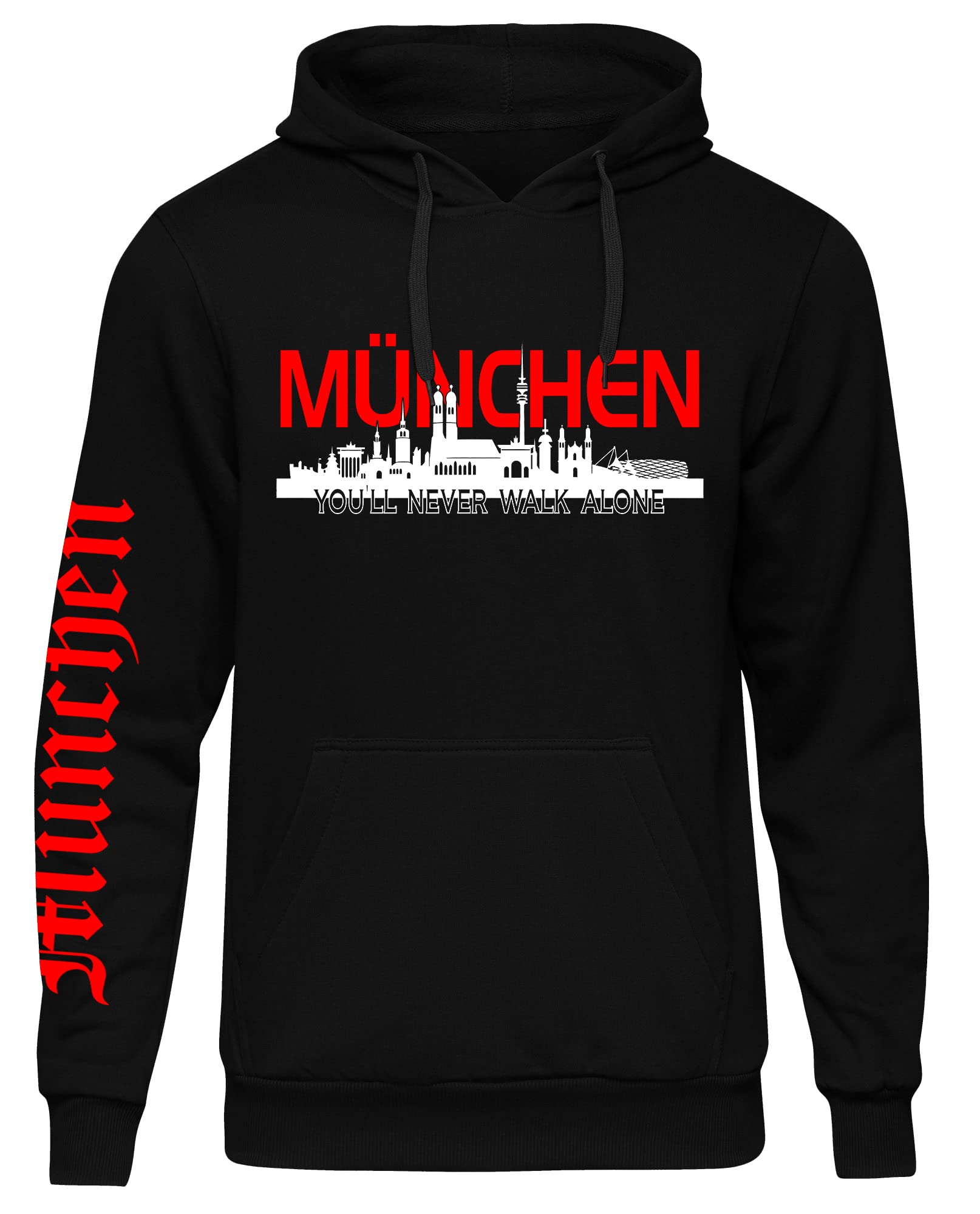 UGLYSHIRT München über Alles Kapuzenpullover Herren Kapuzenpullover | Fussball Skyline Pullover Sport Ultras Hoodie