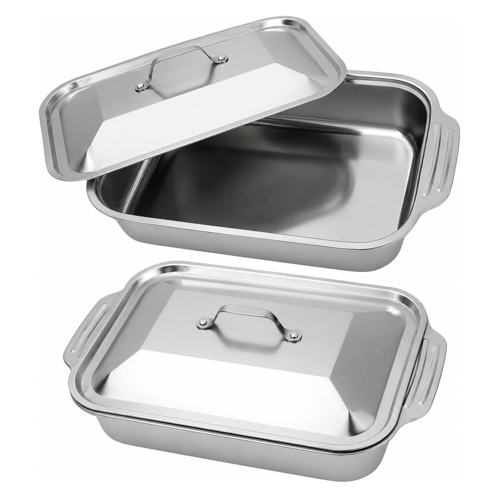 YQGQSUAK Stainless Steel Lasagna Pans, 15.9x9.9x2.9 Inch, 2 Pack