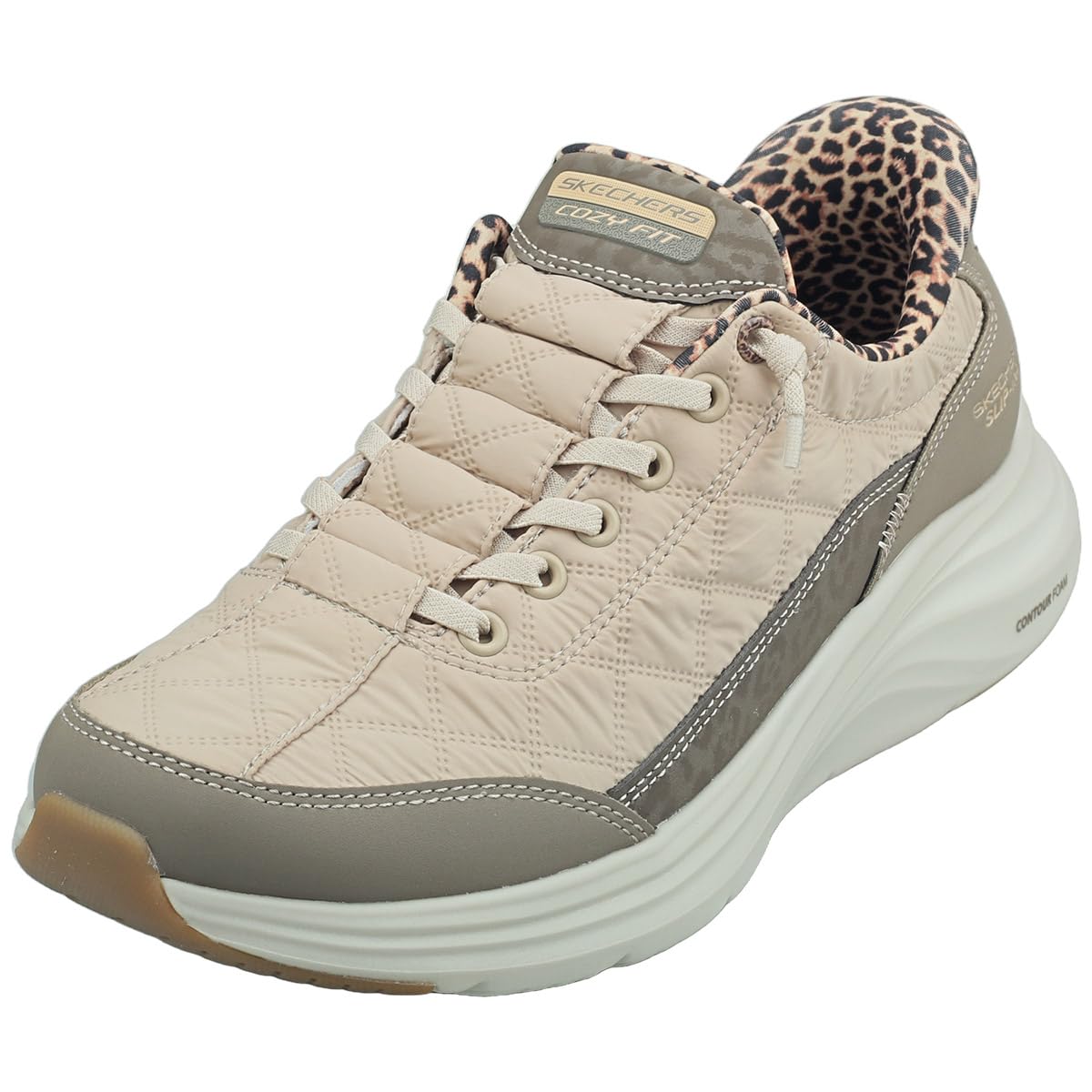 Skechers Contour Foam Leopard Dream Damen Sneaker Low Leder/Synthetik Schwarz Schwarz
