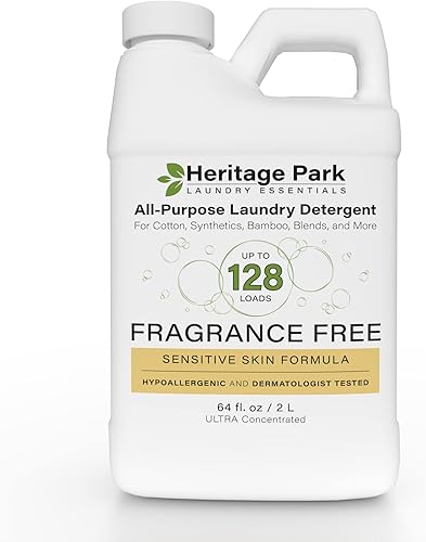 Heritage Park - Detergente multiusos sin fragancia, hipoalergénico, pH neutro, dermatólogo, respetuoso con la piel sensible, enzimas que combaten