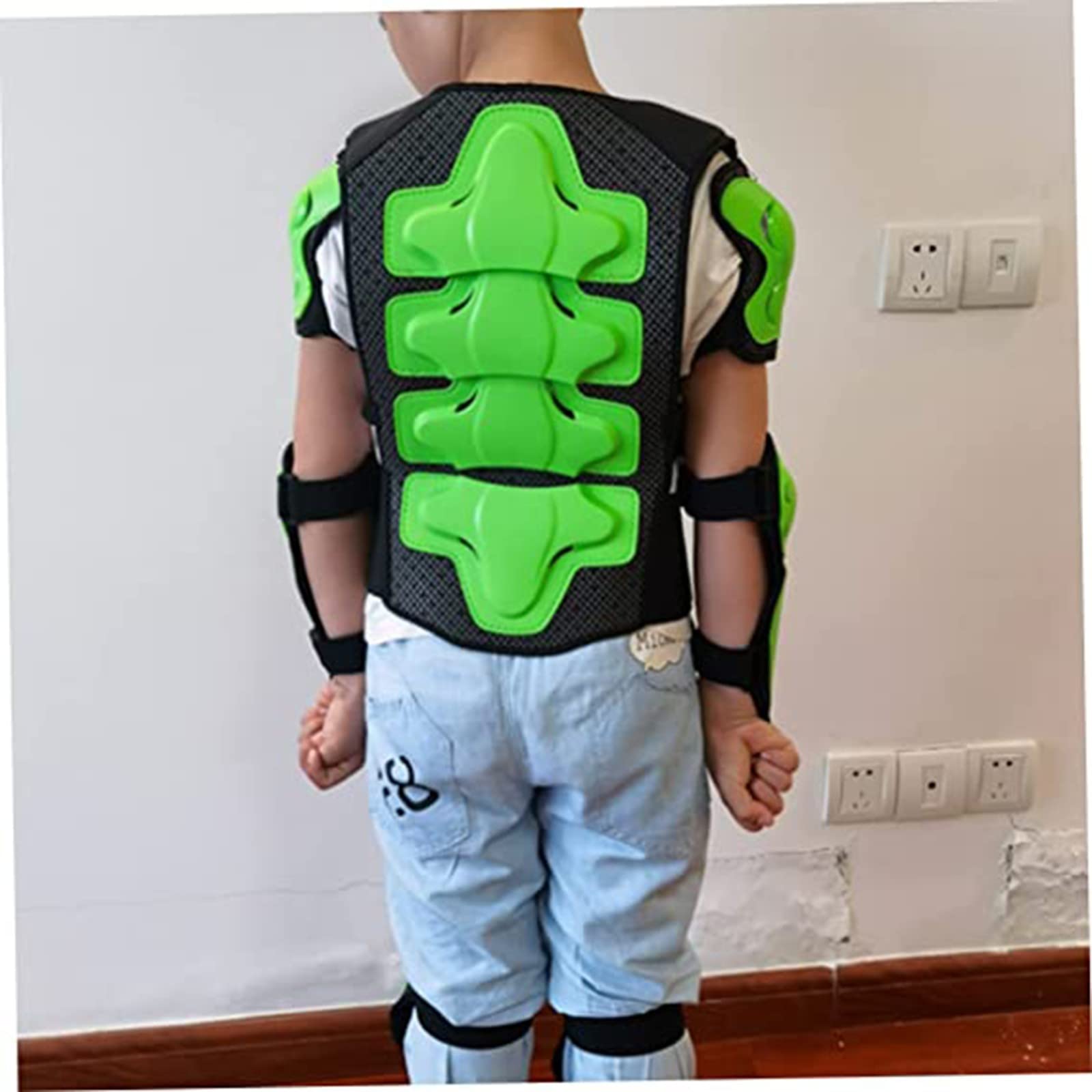 Set Protezione Protezioni Bambini Protezione Pettorale Bambini Gilet Moto Protezione Corsa Con Ginocchiera Protezione Per Gomiti Gilet Protettivo Accessori Skateboard Green
