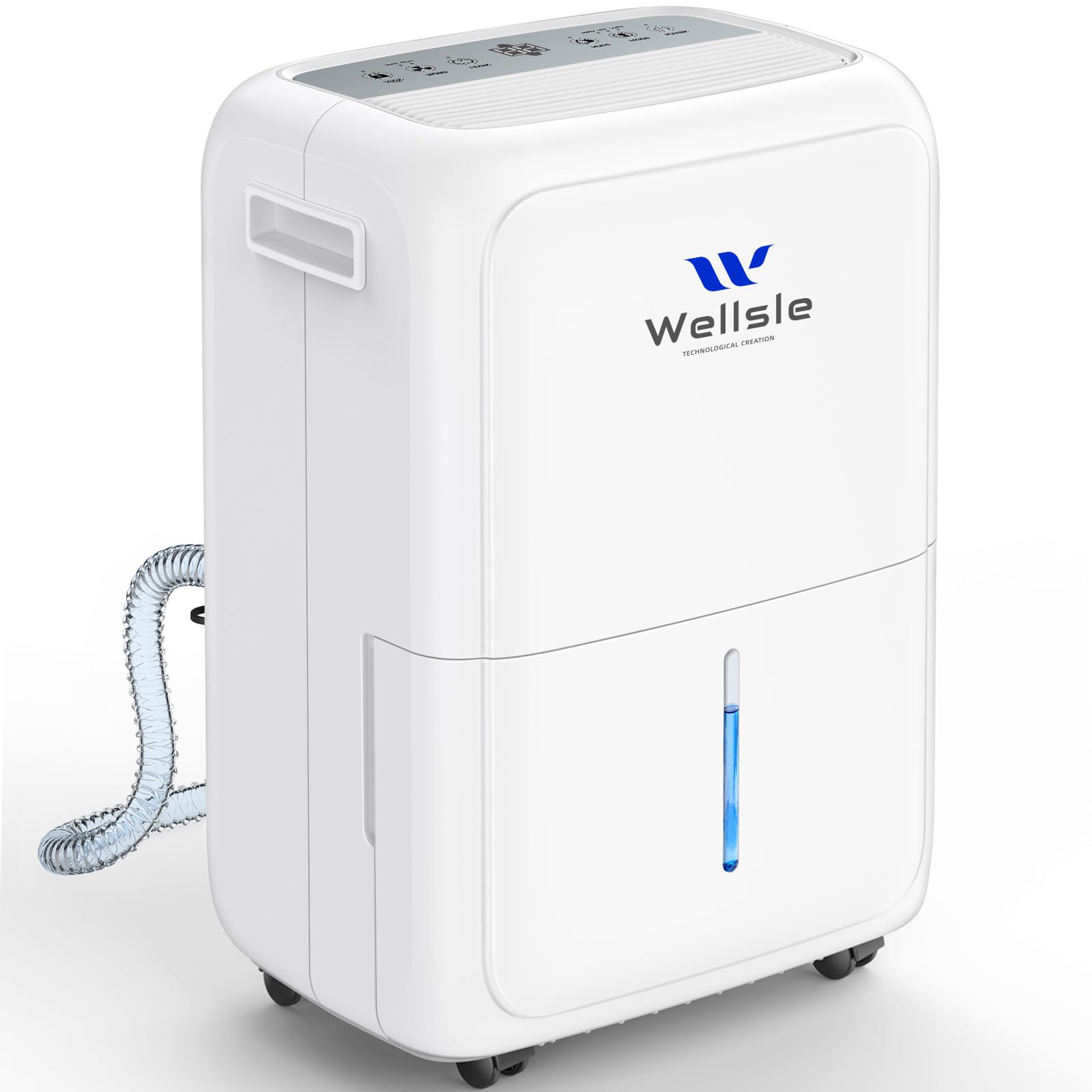 Most Efficient Energy Star Dehumidifier, Wellsle 52 Pint Dehumidifiers for Basement and Home with Drain Hose, 1.59 Gallon Water Tank, Smart Humidity Control for Bedroom with 24HR Timer, Auto Shut Off