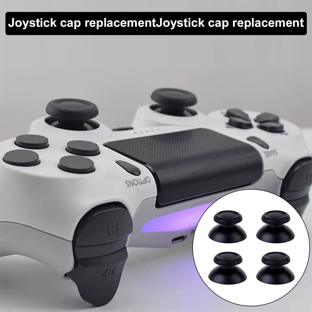 Manettes Analogiques, Stick Analogique de Remplacement, 2 Paires 3D Stick Analogique, Bâton Analogique de Poignée de Manette, Bâton Analogique pour Ps4, Thumbsticks Equipé d'un Tournevis
