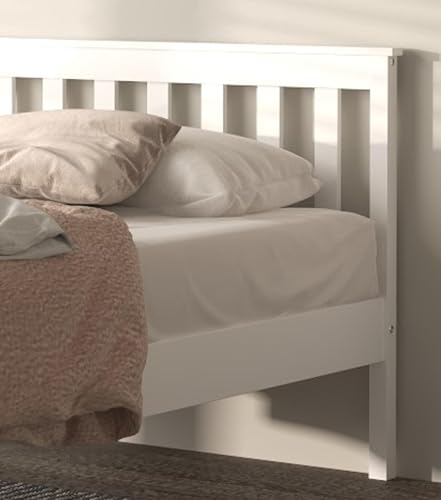 Miniatura 6 de Classic Shaker Style Farmhouse - Cama de plataforma de pino macizo rústica, base de madera maciza con soporte de listones de madera, no necesita