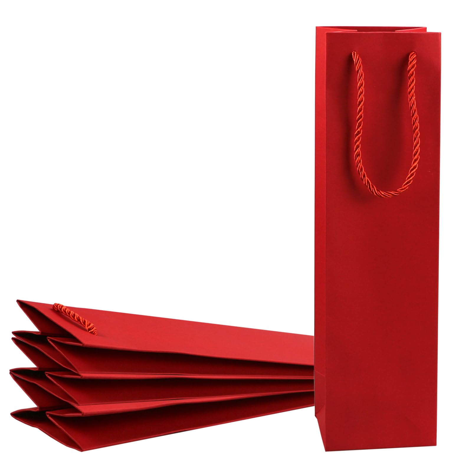 Photo 1 of Miraclekoo Red Wine Bag for Bottles, 3.8"x3.5"x13.8" Whiskey/Liquor Bottle Bags for Gifts, Tote With Rope Handles, 4Pcs