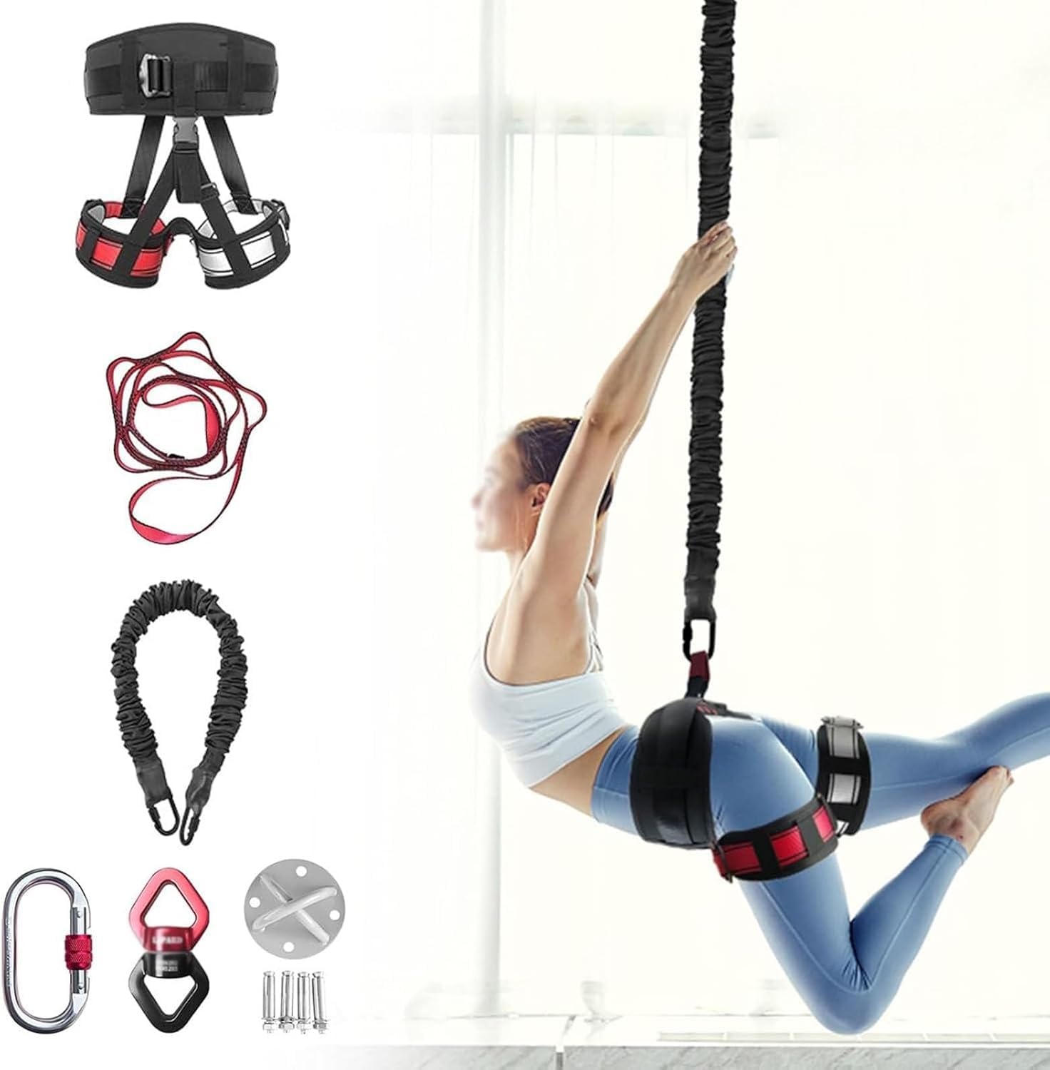 Set Fitness Professionale con Elastici Resistenti – Bande Elastiche 4d con Dispositivo di Rotazione A 360° per Palestra Domestica, Yoga, Danza Aerea E Allenamenti per Tutto 176 pounds