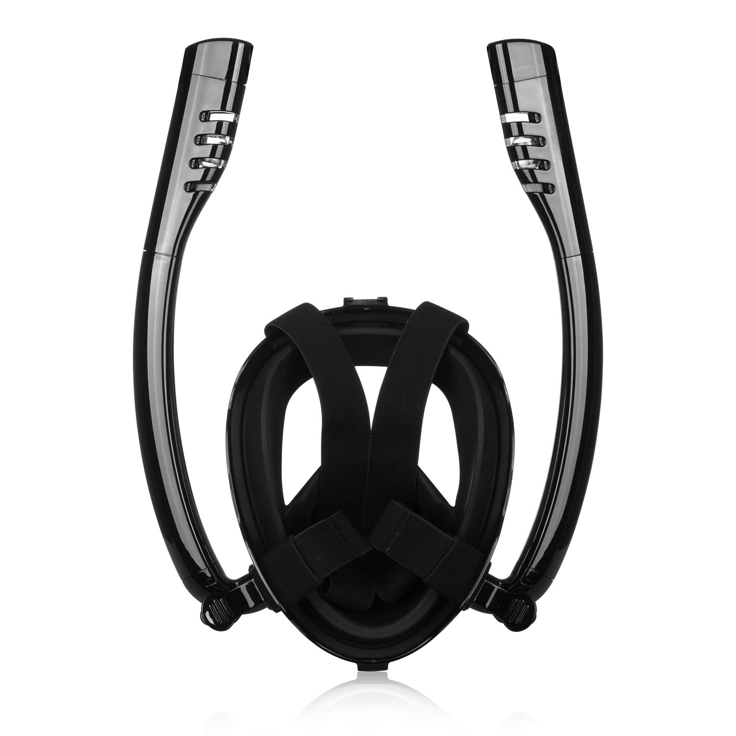 KINGDUO Antifog Tubo Doble Cara Completa Snorkel Buceo Mascara Gafas de respiración de natación con Cámara de Montaje - Azul Negro L/XL