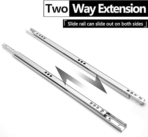Miniatura 3 de Diapositivas de cajones de 15.7 pulgadas, rieles de metal para cajones pequeños, rodamiento de bolas, riel deslizante bidireccional, paquete de 2