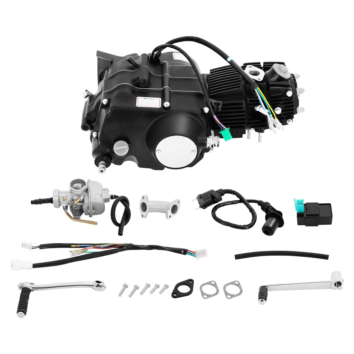 110CC Engine Motor Kit, 4 Speed ATV Quad Engine Motor Complete Kit, Kick Start Motor Engine with 4 Forward Gears for Go Kart, Dirt Bike, ATV, Pit Bike