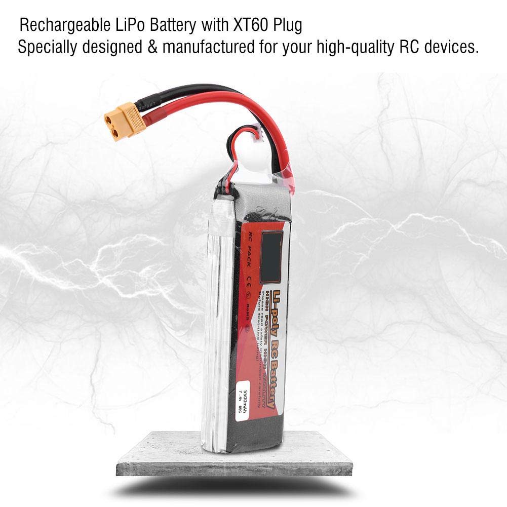 Batería LiPo, ZOP Power 2S 7.4V 6000mAh 5000mAh 4500mAh 5500mAh Batería LiPo Recargable con Enchufe XT60(5500mah)