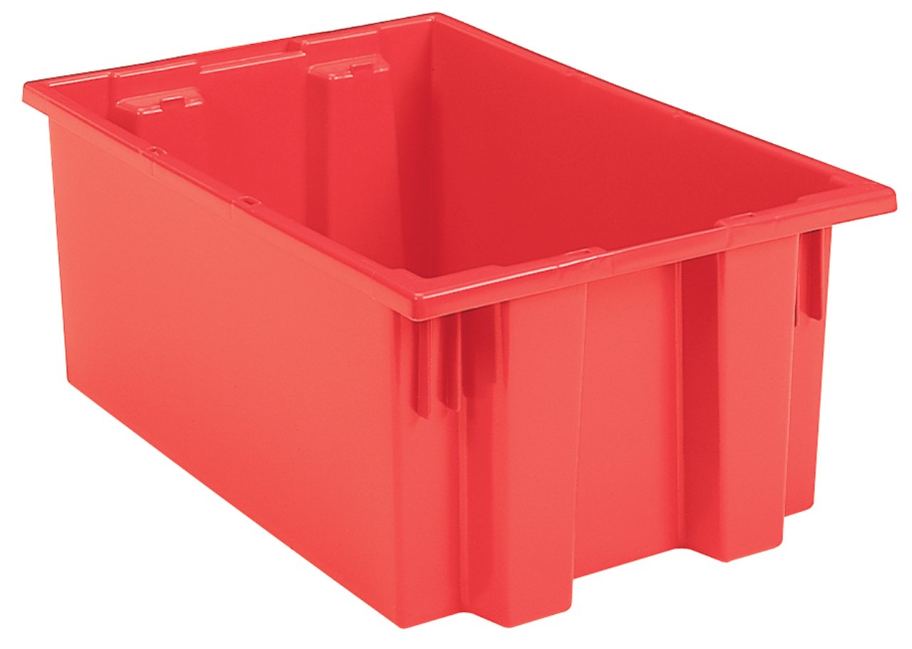 Akro-Mils 35200 Nest and Stack Plastic Storage Container and Distribution Tote, (19-1/2-Inch L x 13-1/2-Inch W x 8-Inch H), Red, (6-Pack)