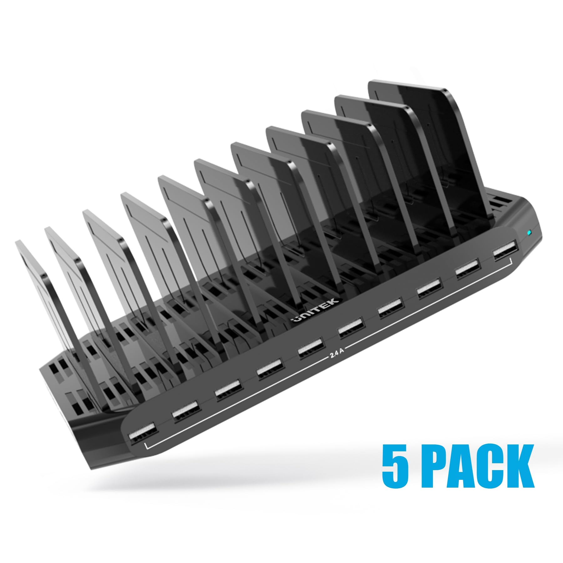 5PCS Unitek USB Charging Station 10 Fast Ports Black - Dettaglio