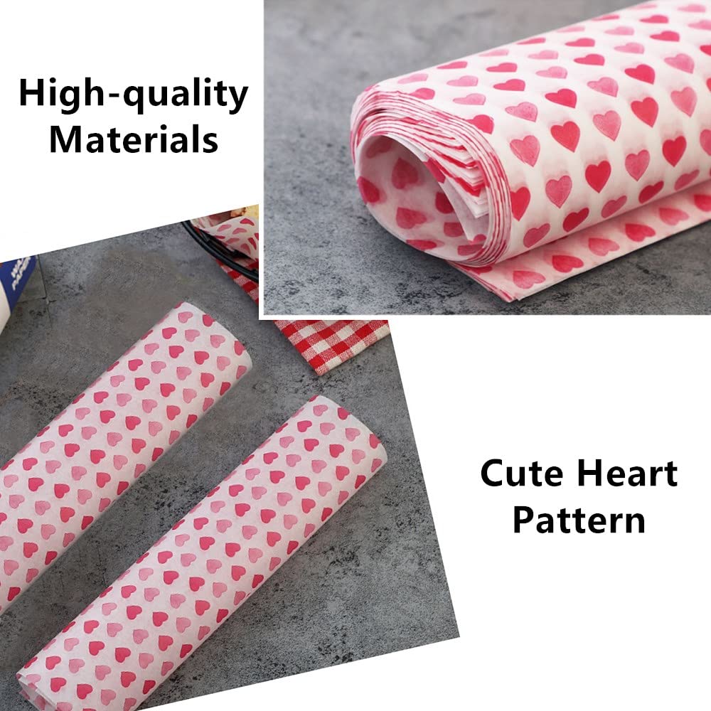 100 Pack Wax Paper Food Wrappers - Heart & Rose Pattern, Greaseproof & Waterproof For Sandwiches, Baking, Picnics - View #14
