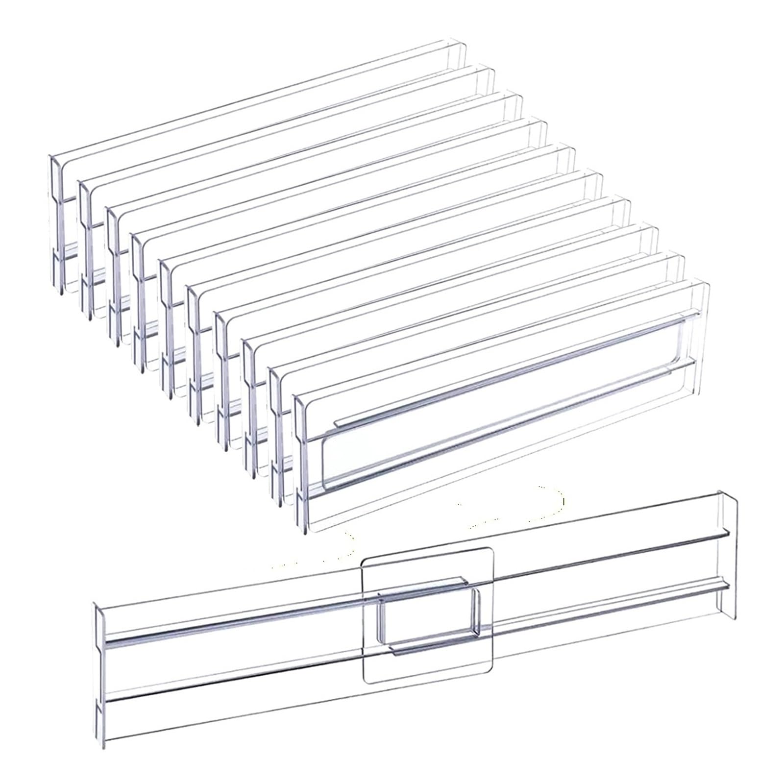 4 Stück transparente Schubladenteiler, verstellbare, erweiterbare Schubladenteiler for Kleidung, Utensilien, Kosmetika, Büroaufbewahrung(Rose gold)