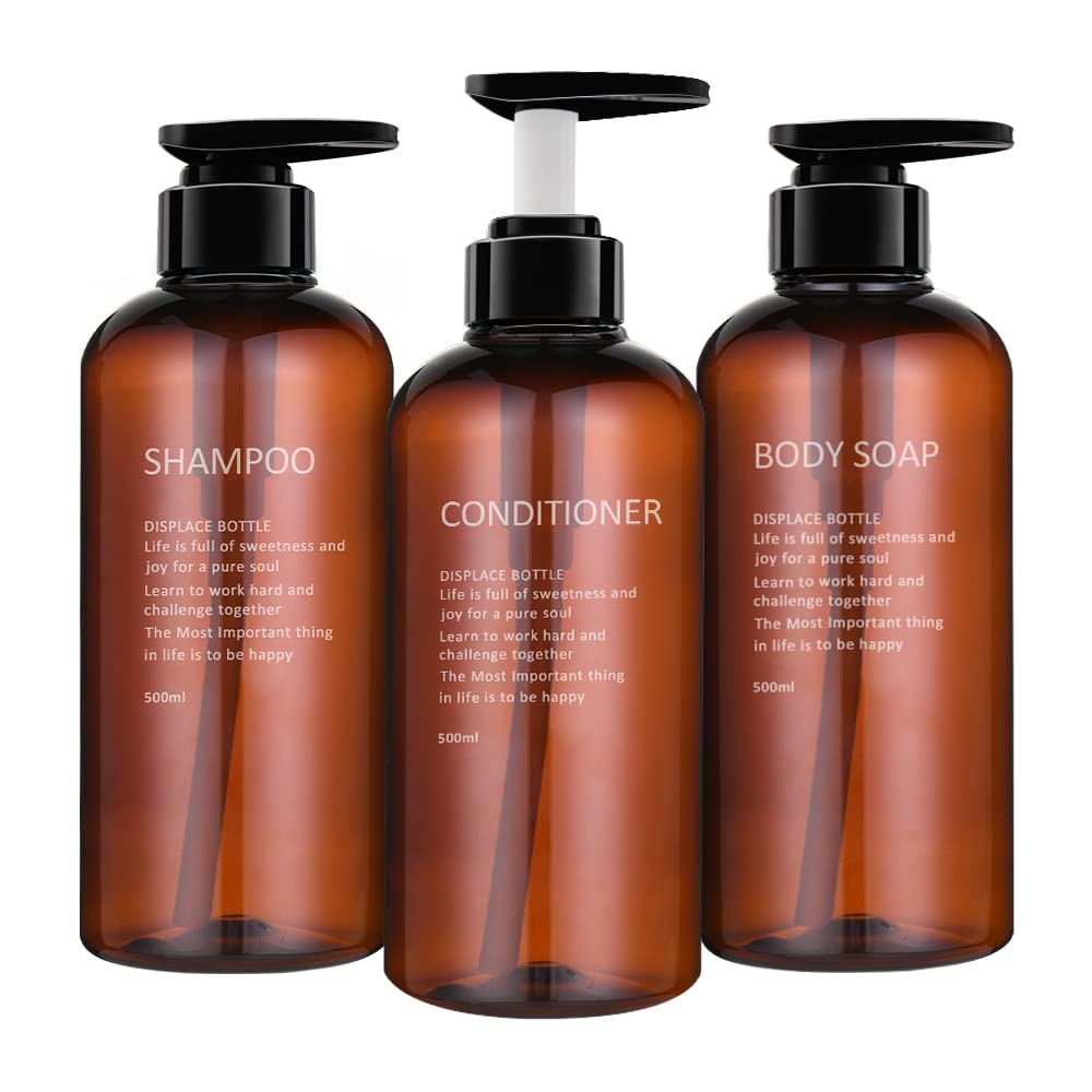3er Pack 500 ml Shampoo per pompa, Leere Plastik Seifenspender Flasche mit Pumpe für Bad, Küche Oder Hotel, Nachfüllbarer Flüssigkeitsspender für Lotion, Duschgel und Spülung
