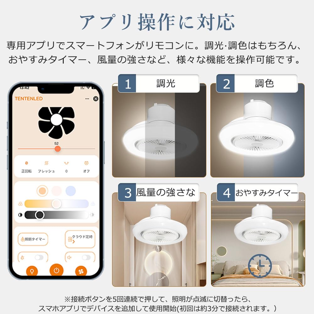 Amazon | シーリングファンライト LED 8畳 10畳 首振り スマートホーム