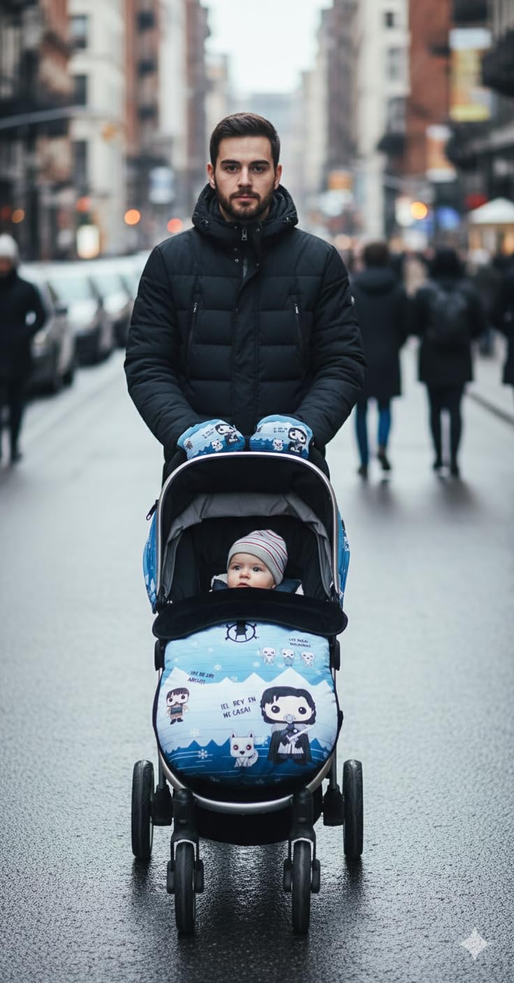 Conjunto de saco más manoplas para silla de paseo universal, saco bebe invierno más manoplas con polar extrasuave, saco carro bebé impermeable, desmontable, doble apertura, resistente hasta -15 grados