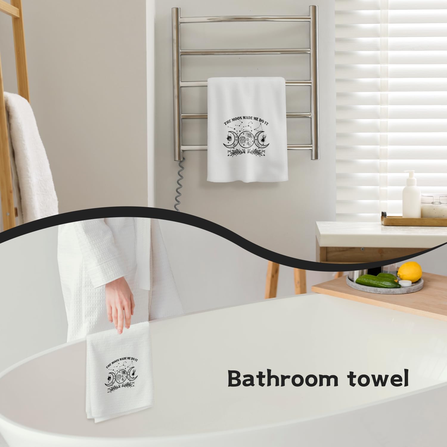 Vintage Boho Celestial Moon Phase Kitchen Towels, Mystical Witchy Moon Sun and Moon Dish Towels Hand Towels, Moon Bathroom Decor, Witchy Kitchen Decor, 16x24 Inch - Image 5