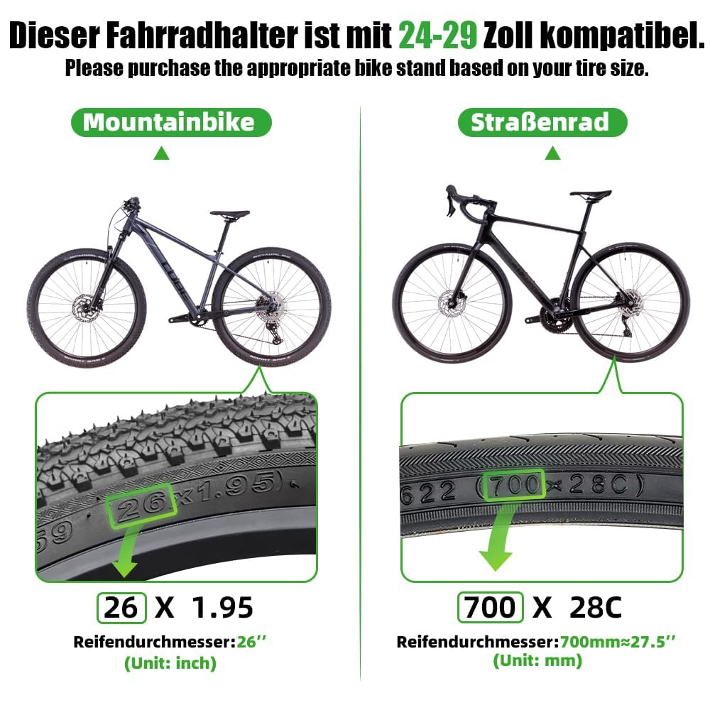 RBRL Fahrradständer 24-29 Zoll, Höhenverstellbarer Aluminium Seitenständer mit Rutschfestem Fuß, Fahrrad ständer für Mountainbike, Trekkingrad, 