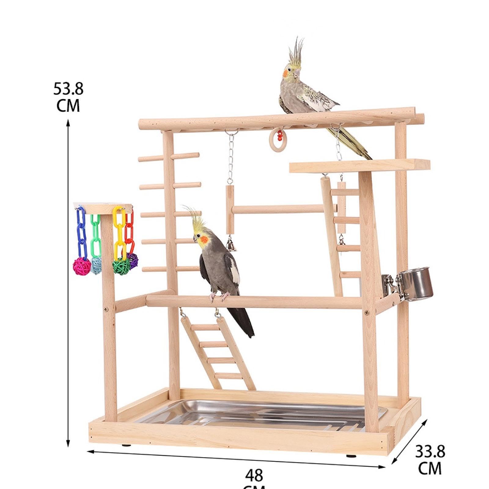 Parco Giochi for Uccelli in Legno Centro attività Fisica Arrampicata con mangiatoia Tazza Pesce persico Palestra Supporto da Gioco in Legno for parrocchetti Cockatiels