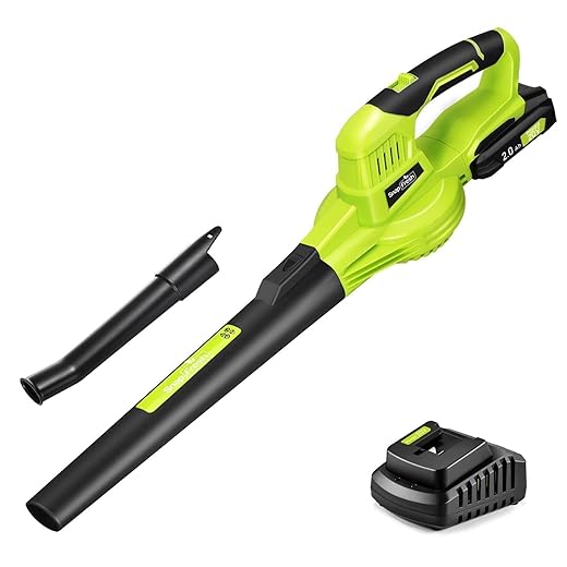 SnapFresh Leaf Blower - 20V Leaf Blower Cordless with Battery & Charger, Electric Leaf Blower for Lawn Care, Battery Powered Leaf Blower Lightweight for Snow Blowing (Battery & Charger Included)