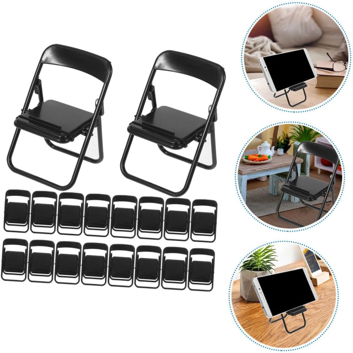4sets 24pcs Chair Phone Holder Dollhouse Accessories Realistic Tabletop Decor for Miniature Homes Elegant and Functional Cellphone Stand 24pcs*4