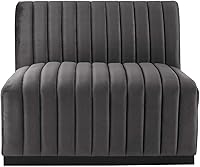 Vista 6 de Modway Conjure - Sofá seccional tapizado de terciopelo de alto rendimiento, con canal, silla sin brazos en negro y gris