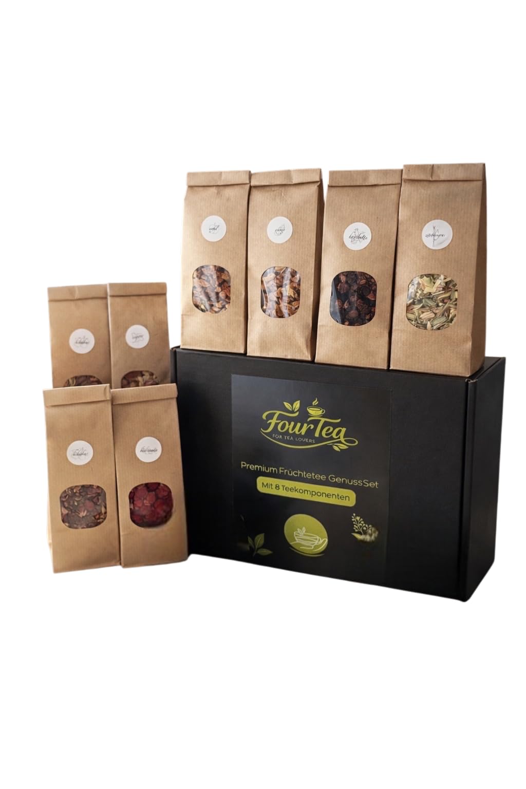 Premium Früchtetee Tee Geschenkeset DIY zum Selber Mischen inkl. 10 Teebeuteln – 8-teiliges Teeset mit ausgewählten Teesorten (Früchtetee Set)