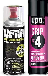 UPOL Raptor 2K Black SprayOn Truck Bedliner Aerosol Grip Adhesion Kit 4883 + 799