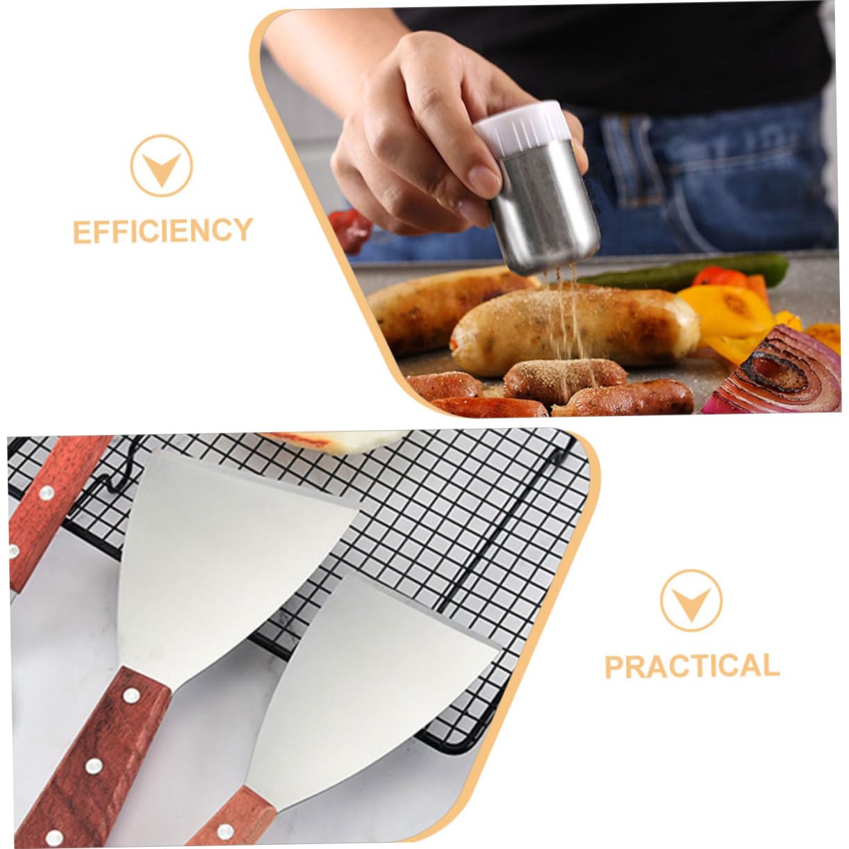 Set Accessori Barbecue Metallo Inossidabile Legno Silicone per Grigliare Esterno Kit Cucina per Pattina Hamburger e Carne