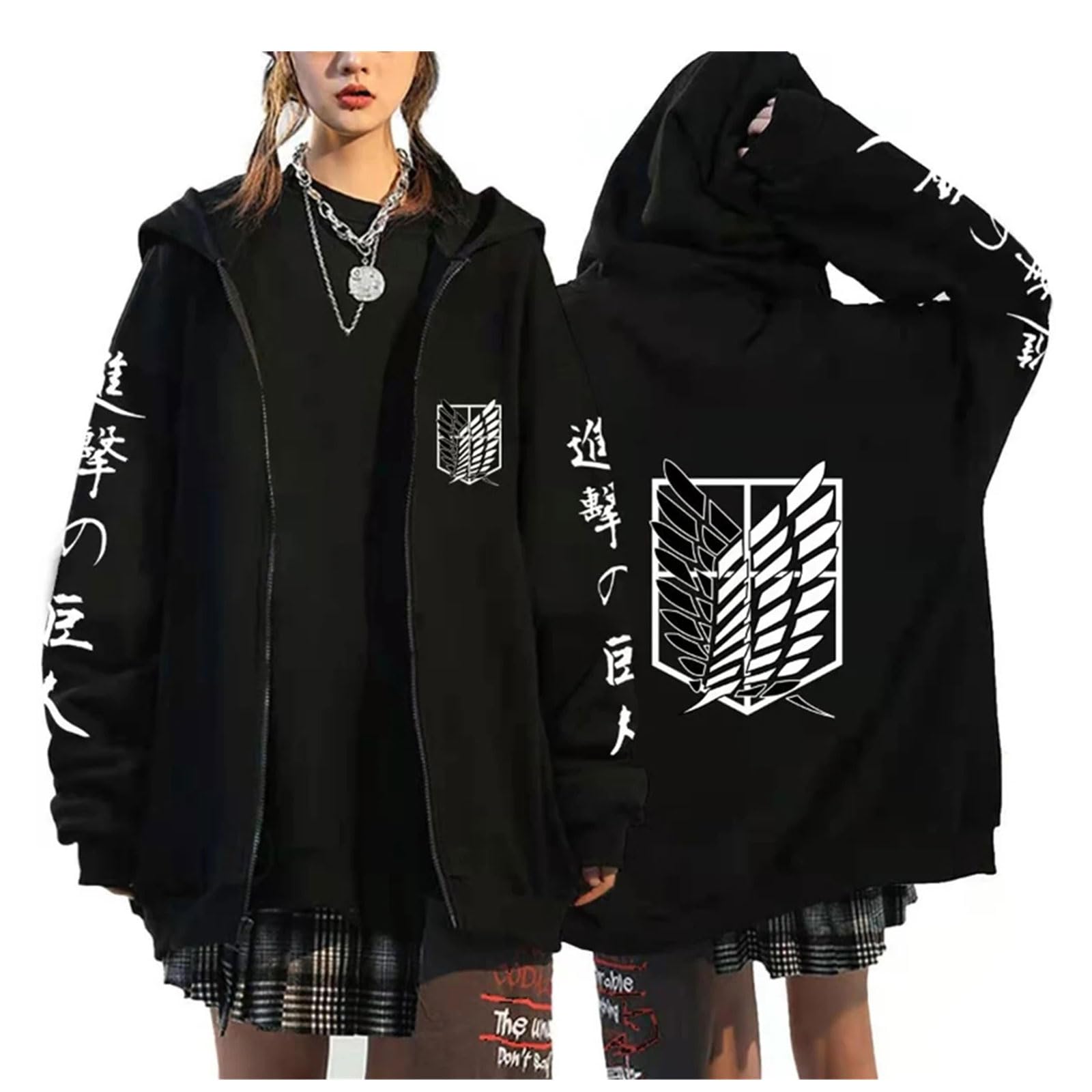 Sweat À Capuche AOT Zippé Sweat À Capuche À Manches Longues Et Fermeture Éclair Femmes Hommes AOT Graphique Surdimensionné Décontracté Y2K Streetwear