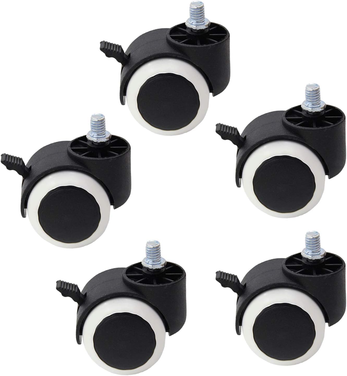 Roulettes de rechange en PU pour bureau et télétravail silencieux, lot de 5 roues de 50 mm