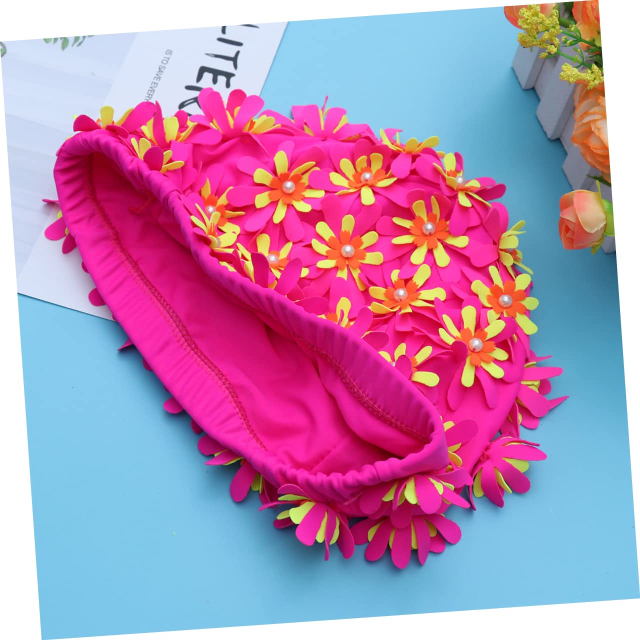 SUPVOX nuoto per adulti cappello da nuoto da donna cuffia da da donna cuffia per cappello da elegante con petali floreali donne ia da bagno da rosa