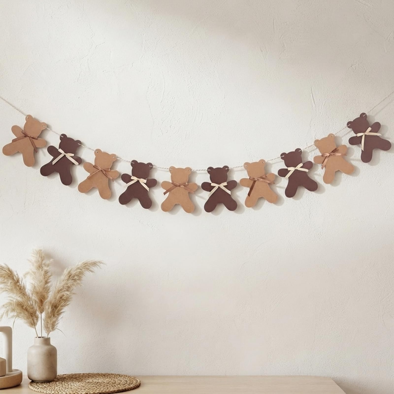 Brown Bear Banner with Cream Bow Tie for Birthday