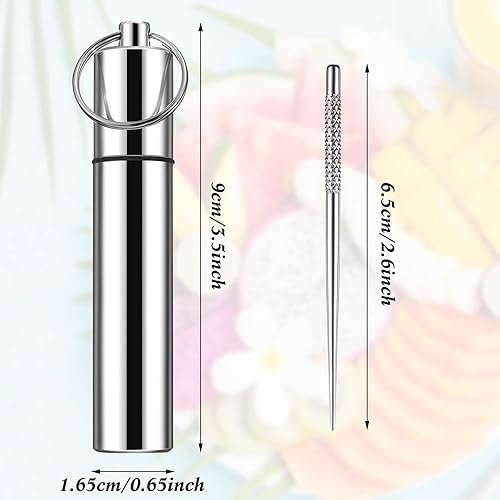 Miniatura 2 de Geiserailie Mini soporte portátil de titanio para palillos de dientes con 10 palillos de dientes de titanio reutilizables, impermeable, palillos de
