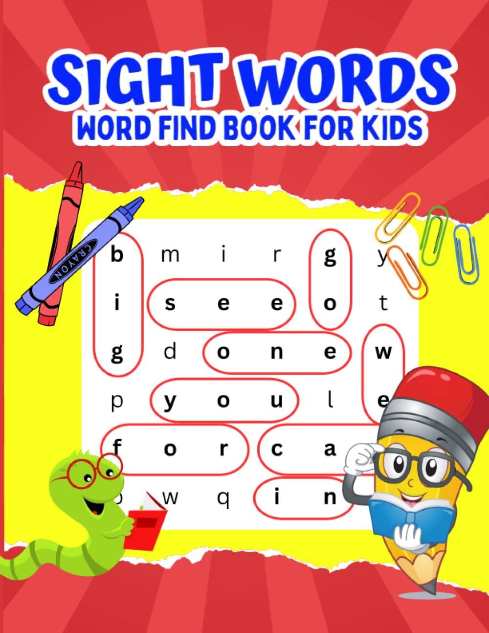 Sight words word search puzzle book for kids ages 4-6: High frequency and CVC words activity book to help children in pre-k and kindergarten learn to read and spell.
