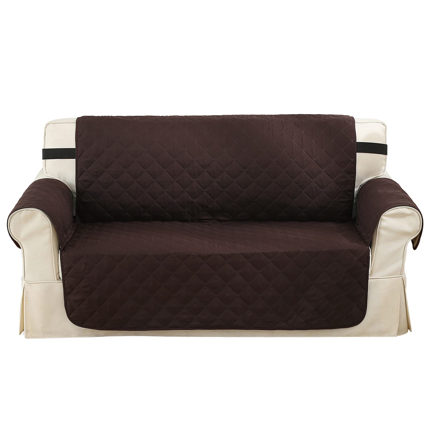 Waterproof Sofa Cover - Protects Sofa from Dirt, Stain - Perfect for Home with Kids, Pets - Elastic Strap to Prevent Slipping - Furniture Protector - Washable - 3 Seater, Brown