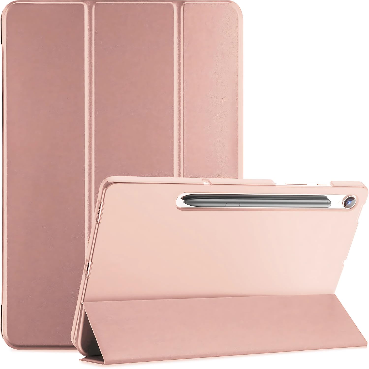 MOCA Smart Case for Galaxy Tab S10 FE 2025/S9 FE 2023 10.9, Slim Stand Tri-Fold Protective Tablet Cover, Slim Foil Case with Clear Back, S Pen Charging Support, Auto Wake/Sleep (Rose Gold)-image-32