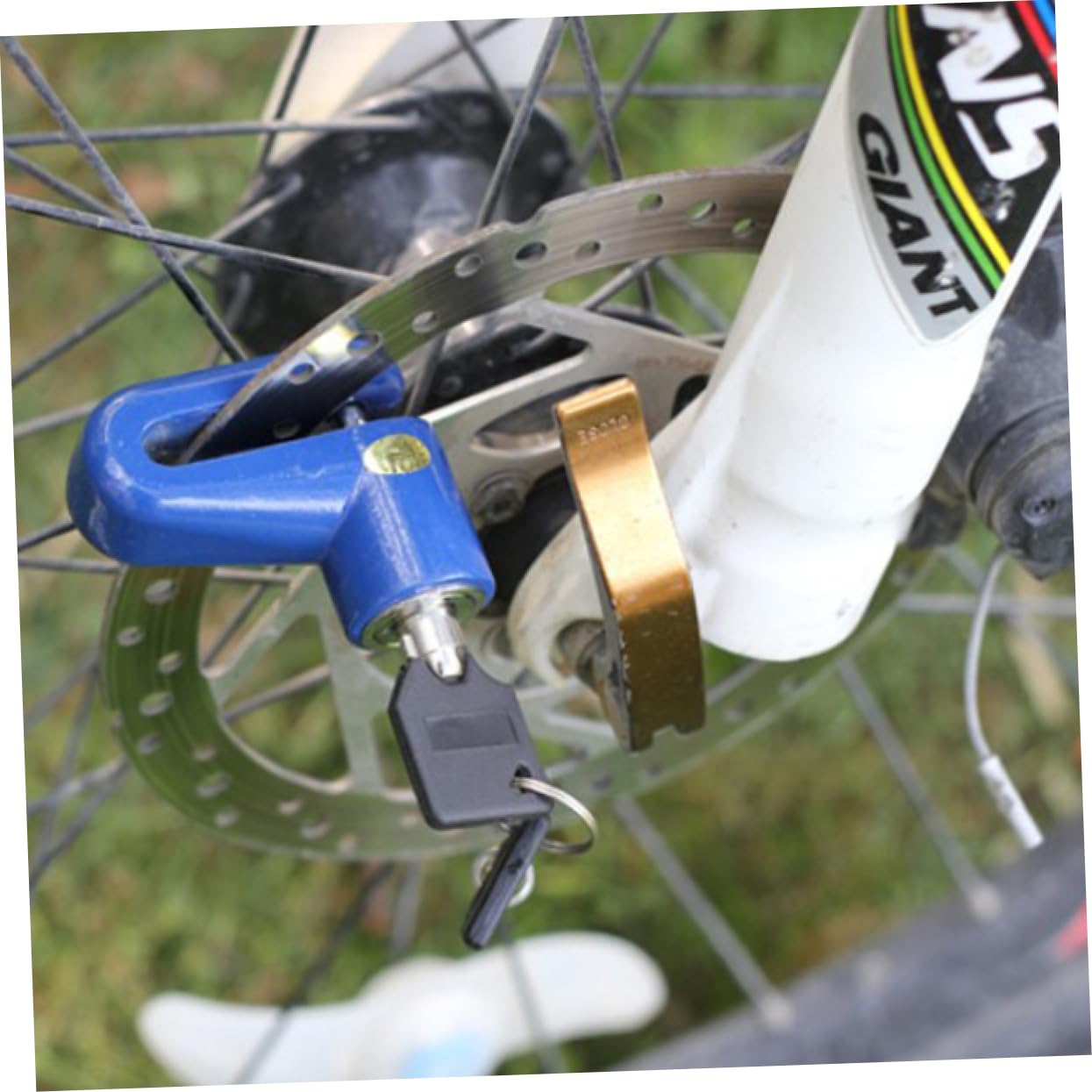 ABOOFAN Bike Lock Alarm Disc Brake Lock for Motorcycle Mini Size Stainless Steel Abs Security Wheel 2 Keys Random Color