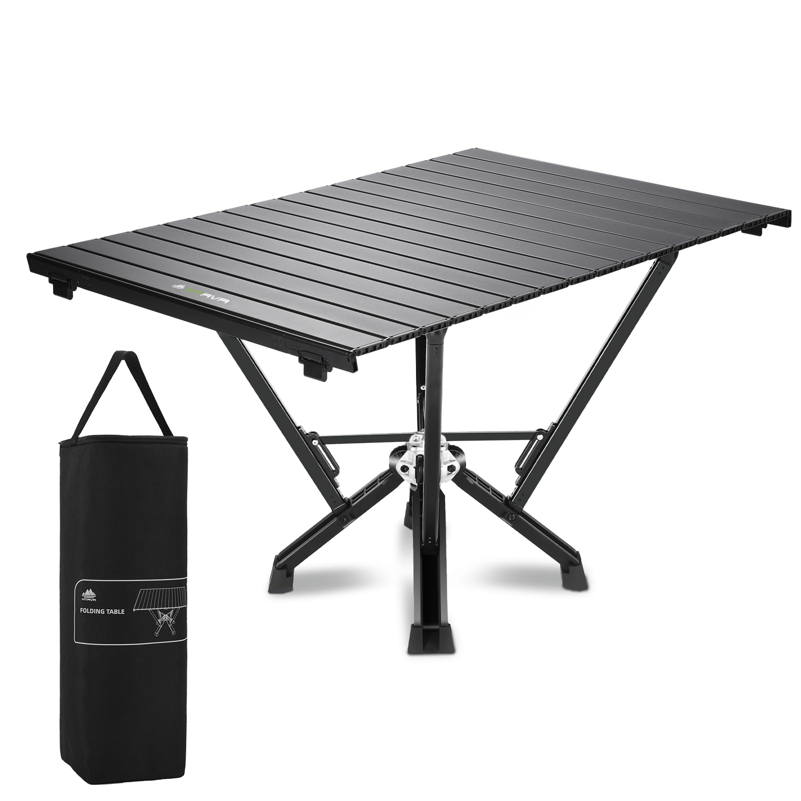 Camping Table Folding, Small Camping Table with Load 380lbs, Portable Roll up Aluminum Foldable Table with Carry Bag for Outdoor, Picnic, Camping, Black