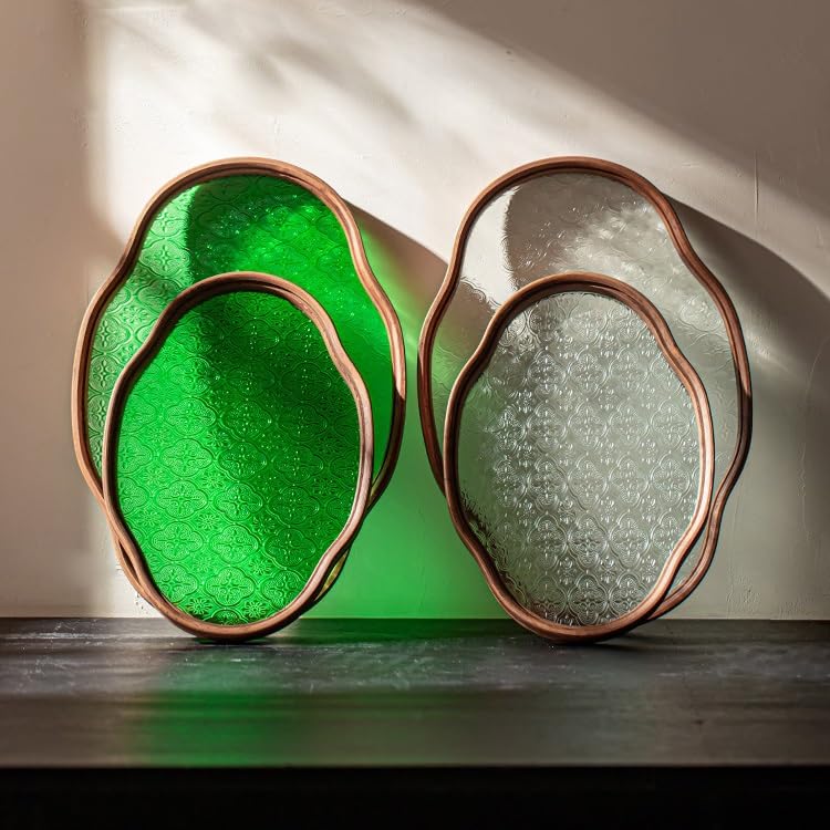 Plateau à thé en verre de style japonais vintage - Plateau en bois massif pour les rafraîchissements de la maison - Motif floral bégonia - Idéal pour servir du thé et des friandises
