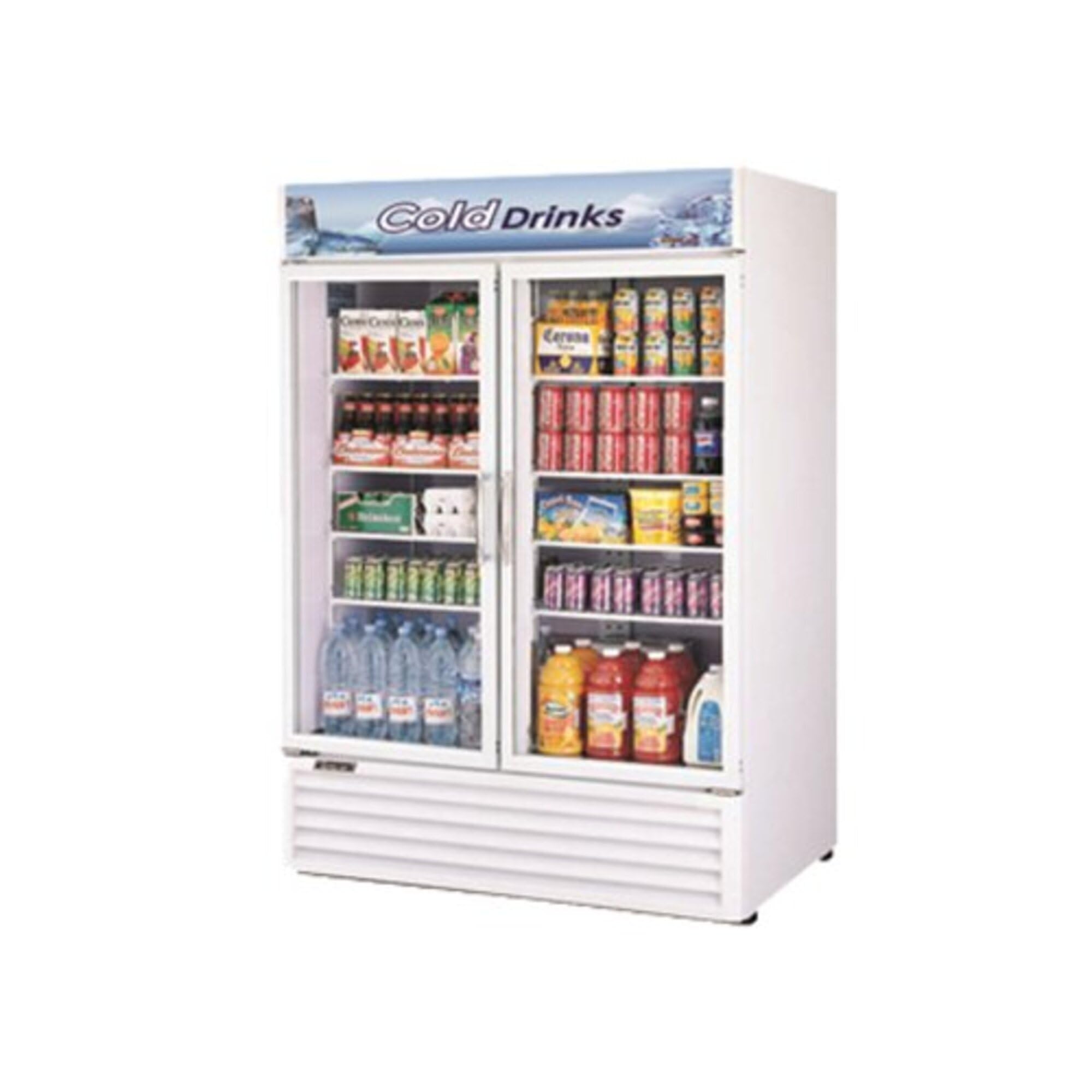 Turbo Air TGM-50RS Refrigerated Merchandiser with two glass doors and internal shelving