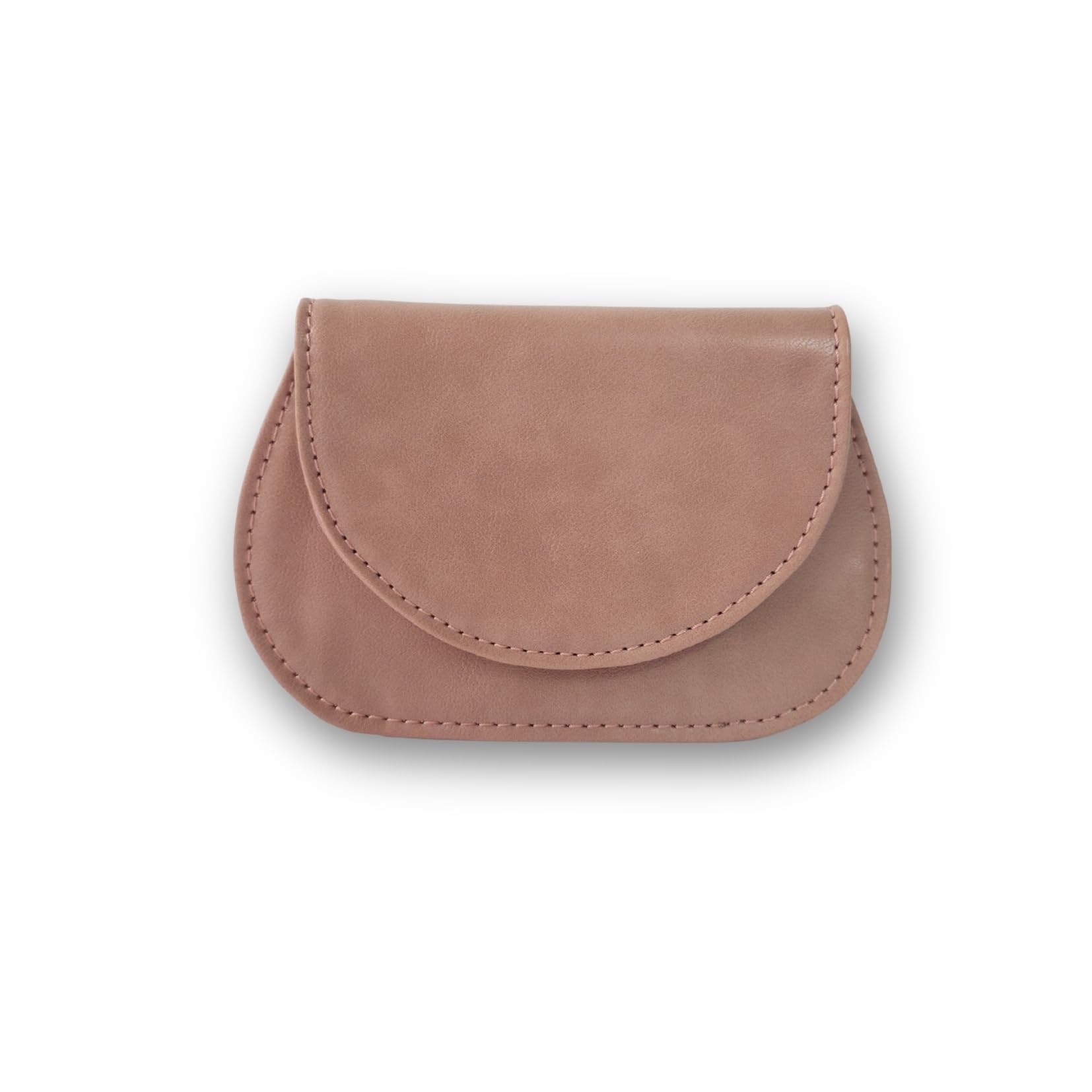 Compact Wallet, Coin Purse, Vegan Leather, Flap Closure, Zip Pocket, Card & Cash Pocket (Soft Pink)-image-0