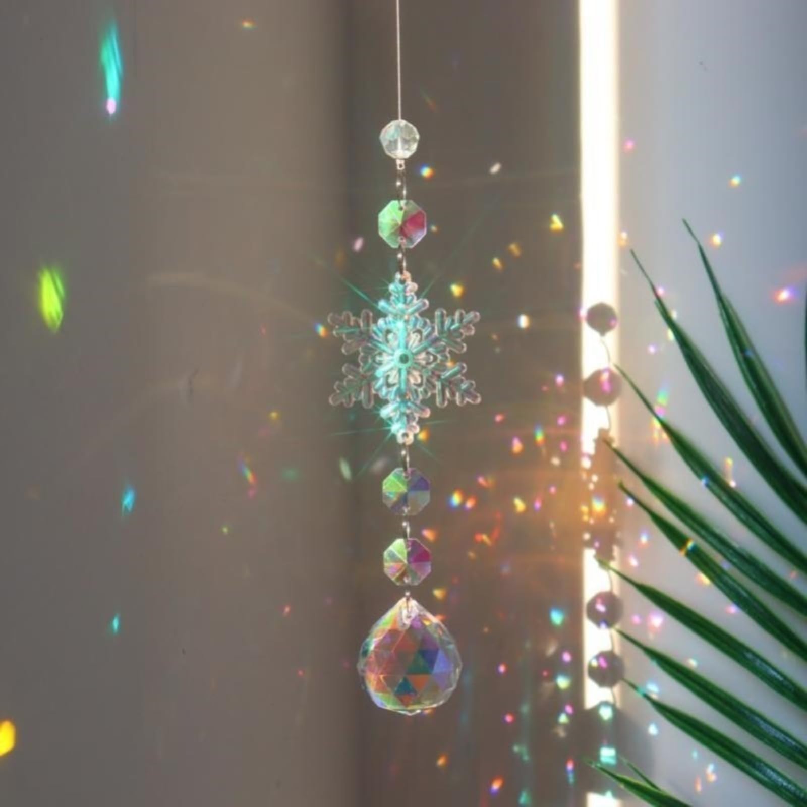 Crystal Pendant Snowflake Rainbow Light and Shadow Window Christmas Tree Decoration
