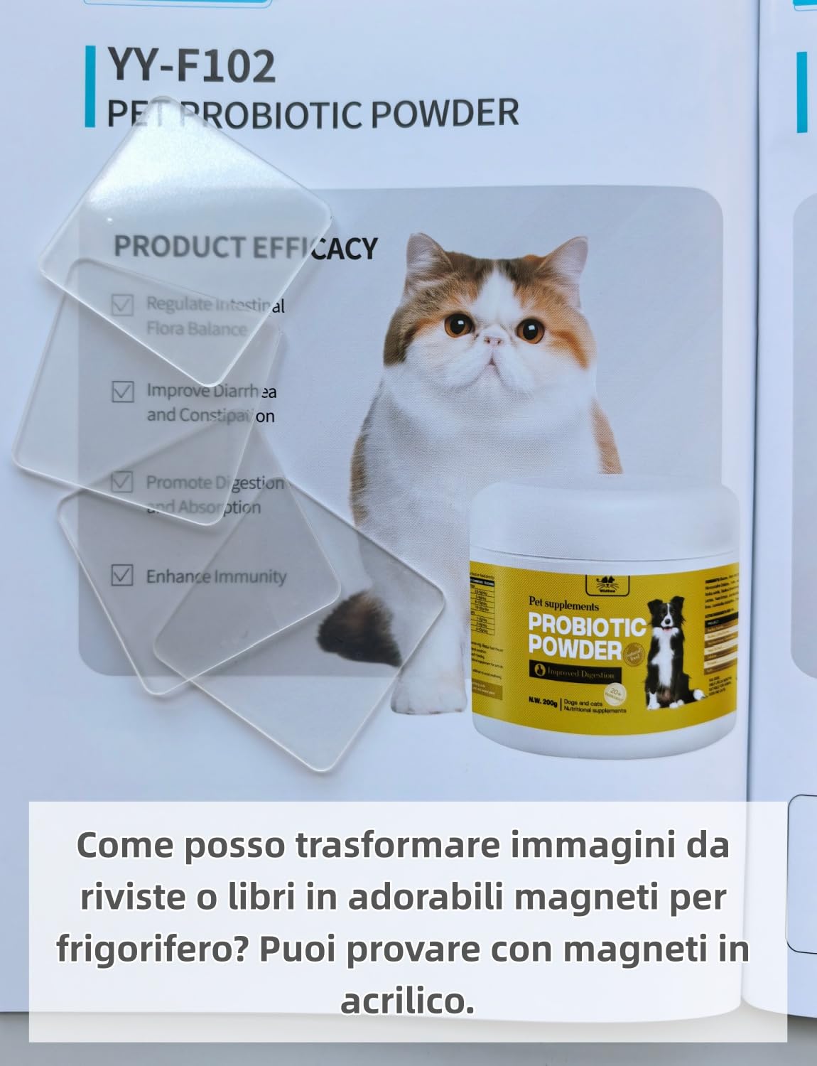 Calamita Personalizzata Set di 18 5x5 cm, Calamite Frigo Trasparenti in Acrilico con Adesivo e Ferrite, Ideali per Decorazioni Fai da Te Cucina Ufficio Scuola