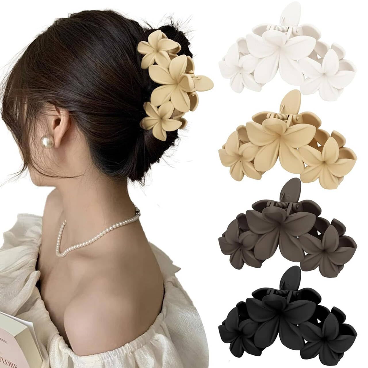 Flower Hair Claw Clip for Women Non-slip Flower Hair Claws Strong Hold Girls Claw Clip Colorful Eggplant Styling Accessories Jaw Clips for Straight Curly Wavy (HairClawflower3)