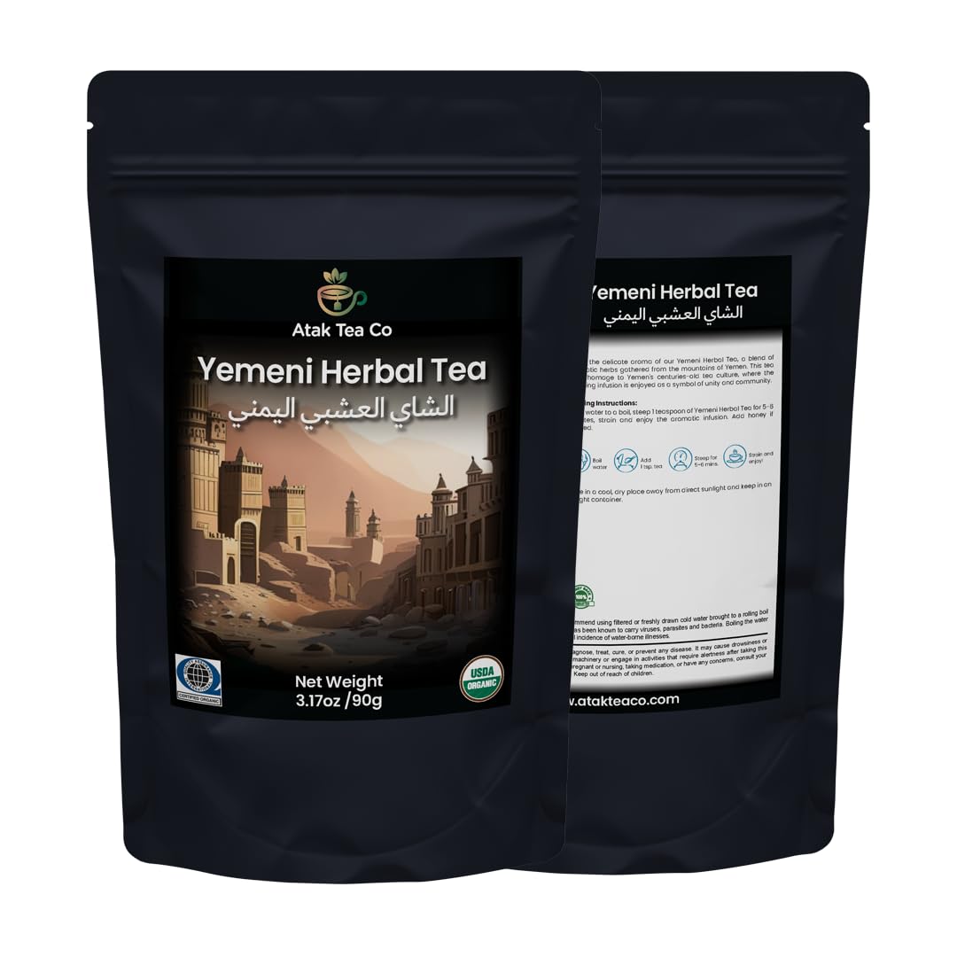 Atak Tea Co's Classic Yemeni Herbal Tea | Organic Loose Leaf Herbal Tea with Ginger and Cloves | USDA Organic | 3.17 oz (Loose Leaf)USDA Organic